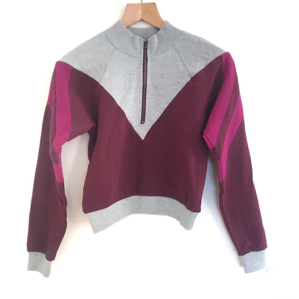 UO Urban Outfitters Color Block Half Zip Pullover Sweatshirt Women S Small Gray